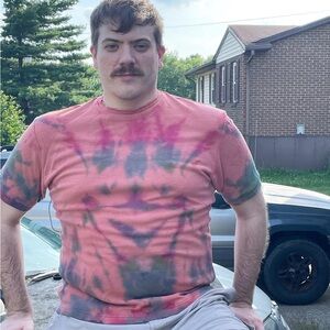 Pink and Green Tie-Dye Short Sleeve Tee